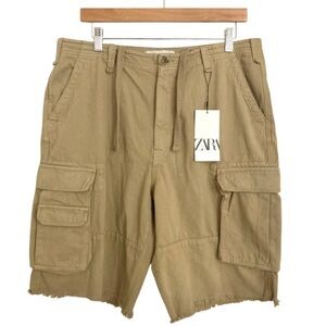 Zara Tan Cargo Shorts with Relaxed Fit